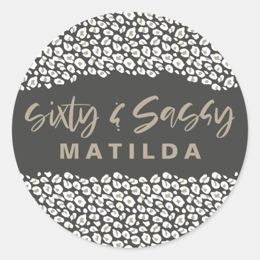 ヒョウ印刷60歳の素朴な誕生日パーティー ラウンドシール (正面)