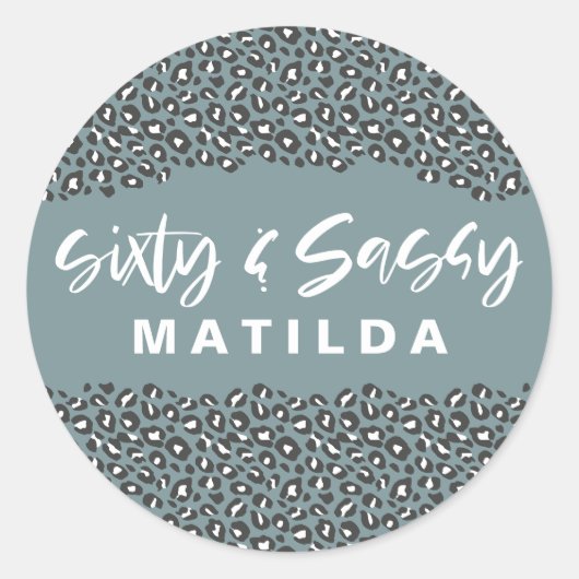 ヒョウ印刷60歳の素朴な誕生日パーティー ラウンドシール (正面)