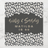 ヒョウ印刷60歳の素朴な誕生日パーティー ワインラベル (シングルラベル)