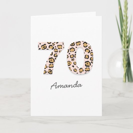 ヒョウ印刷70 |可愛モダンい名前70誕生日 カード (正面)