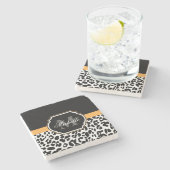 ヒョウ印刷 ストーンコースター (横)