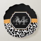 ヒョウ印刷 ラウンドクッション (裏面)