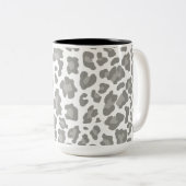 ヒョウ印刷(白とグレー) ツートーンマグカップ (正面右)