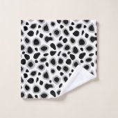 ヒョウ印刷、白黒 バスタオルセット (ウォッシュタオル)
