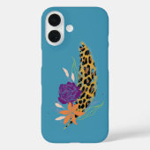 ヒョウ印刷、羽と花模様 Case-Mate iPhoneケース (裏面)