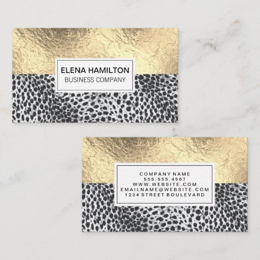 ヒョウ印刷 | 金箔カラーブロック 名刺 (正面/裏面)