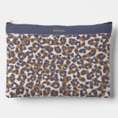 ヒョウ印刷（青と茶色） アクセサリーポーチ (正面)