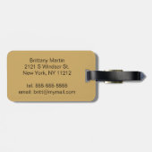 ヒョウ及び金ゴールドのフェイクなグリッターブラシストロークモノグラム ラゲッジタグ (裏面横)