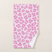 ヒョウ名門私立校風のピンク線 バスタオルセット (ハンドタオル)