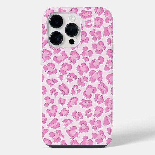 ヒョウ名門私立校風のピンク線 iPhoneケース (裏面)