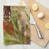 ヒョウ型きのこ茶タオル キッチンタオル (四つ折り)