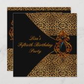 ヒョウ女性50th誕生日パーティー 招待状 (正面/裏面)