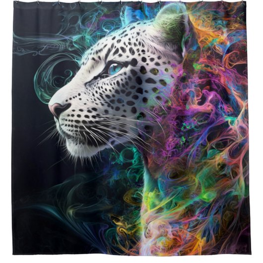 ヒョウ威厳のあるの渦巻き色 シャワーカーテン (正面)