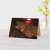 ヒョウ子猫グリーティングカード カード (黄色い花)