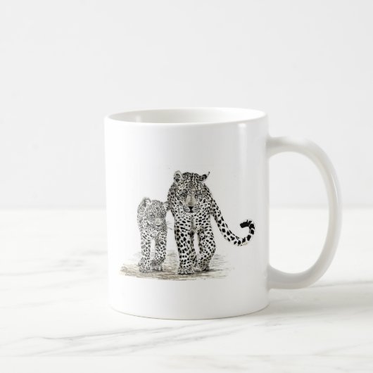ヒョウ家族のマグ コーヒーマグカップ (右)