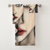 ヒョウ少女顔ファンタジーバスタオル絵画ズ バスタオルセット (インサイチュ)