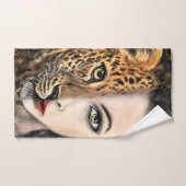 ヒョウ少女顔ファンタジーバスタオル絵画ズ バスタオルセット (ハンドタオル)