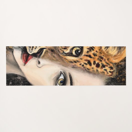 ヒョウ少女顔ファンタジーヨガマット絵画ズ ヨガマット (裏面(横))