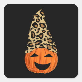 ヒョウ帽をかぶったカボチャ スクエアシール