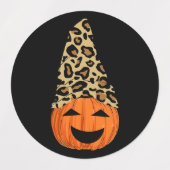 ヒョウ帽をかぶったカボチャ ラベル (デザイン2)
