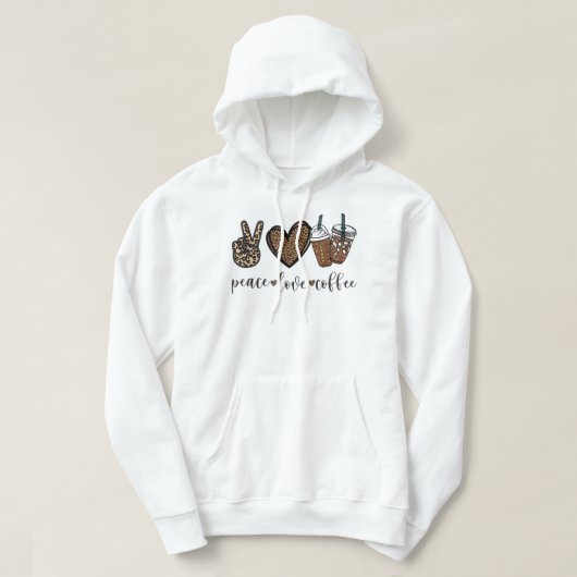 ヒョウ平和ラブコーヒー愛好家ヒッピーのギフトT-Sh パーカ (デザイン正面)