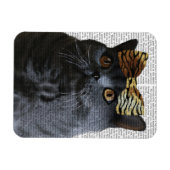 ヒョウ弓のグレー猫 マグネット (横)