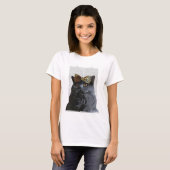 ヒョウ弓のグレー猫 Tシャツ (正面フル)