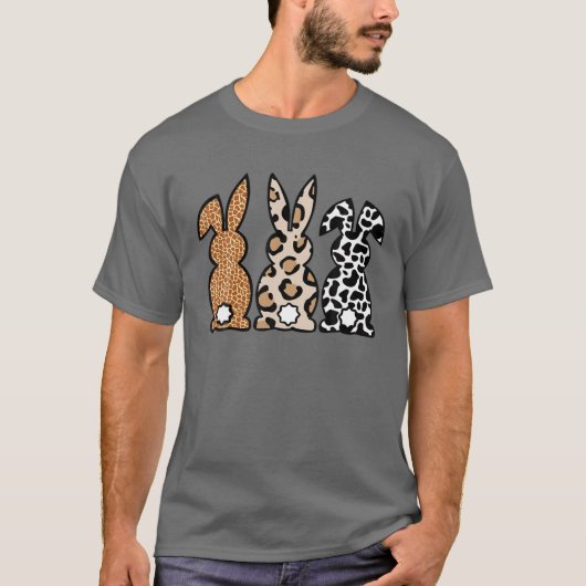 ヒョウ復活祭ウサギハッピーイースターメンタム Tシャツ (正面)