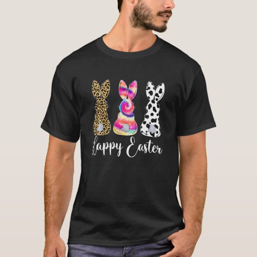 ヒョウ復活祭バニーラビットトリオかわいい復活祭 Tシャツ (正面)