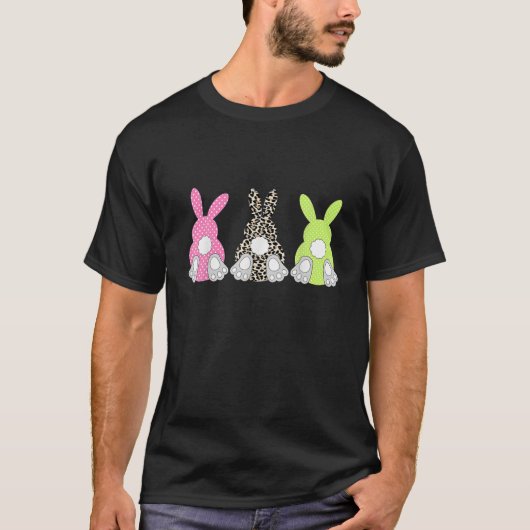ヒョウ復活祭バニーラビットトリオかわいい復活祭 Tシャツ (正面)