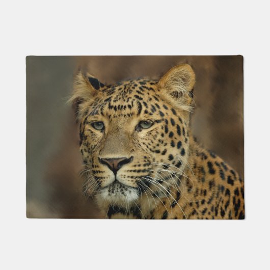 ヒョウ愛好家アートワイルドライフ ドアマット (正面)