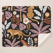 ヒョウ手のひらヴィンテージシームレスパターン シェルパブランケット (正面(横))