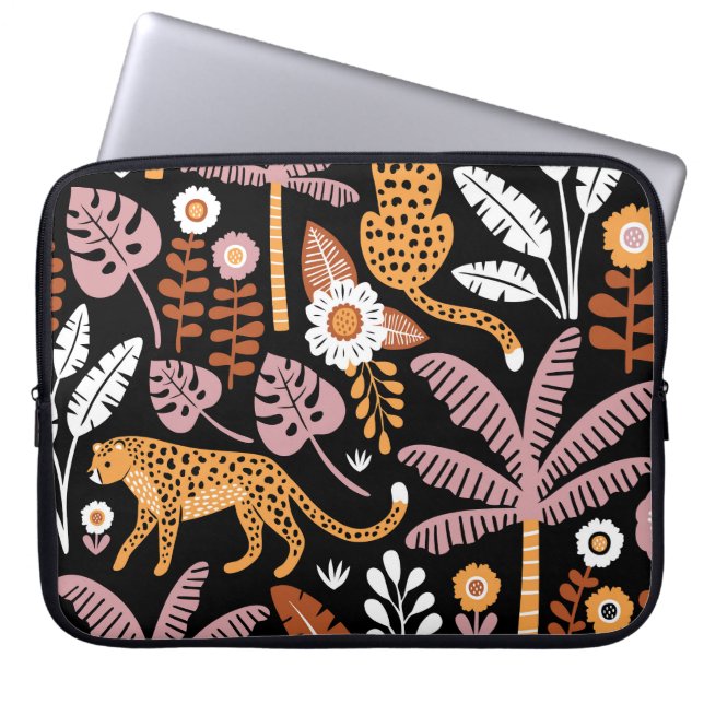 ヒョウ手のひらヴィンテージシームレスパターン ラップトップスリーブ (正面)