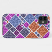 ヒョウ抽象芸術アート |紫の茶色の灰色の正方形 Case-Mate iPhoneケース (裏面(横))