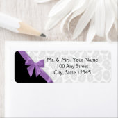 ヒョウ斑点と紫リボン ラベル (インサイチュ)