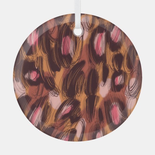 ヒョウ斑点アフリカ動物パターン ガラスオーナメント (正面)