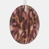 ヒョウ斑点アフリカ動物パターン ガラスオーナメント (正面右)