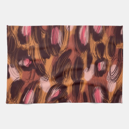 ヒョウ斑点アフリカ動物パターン キッチンタオル (横)