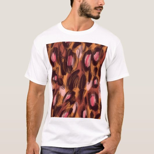 ヒョウ斑点アフリカ動物パターン Tシャツ (正面)