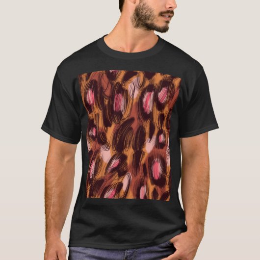 ヒョウ斑点アフリカ動物パターン Tシャツ (正面)