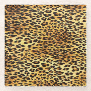 ヒョウ斑点カモフラージパタ絵画ーン ガラスコースター