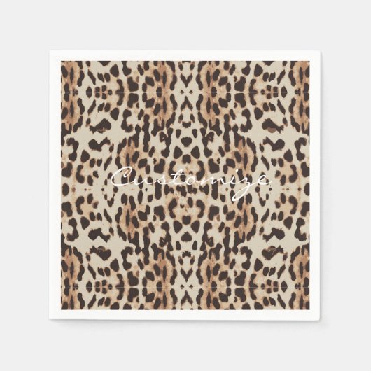 ヒョウ斑点パターンThunder_Cove スタンダードカクテルナプキン (正面)