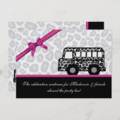 ヒョウ斑点パーティーバス 招待状 (正面/裏面)