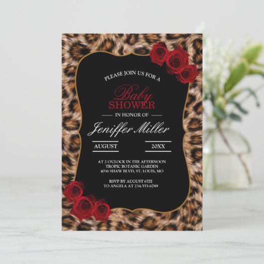 ヒョウ斑点ファジャガー動物の猫の皮膚パターン 招待状 (スタンド正面)