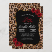 ヒョウ斑点ファジャガー動物の猫の皮膚パターン 招待状 (正面/裏面)