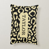 ヒョウ斑点ブラックおよび金ゴールドアニマルプリントパターン アクセントクッション (裏面(縦))