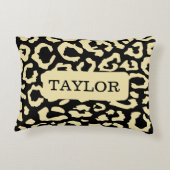 ヒョウ斑点ブラックおよび金ゴールドアニマルプリントパターン アクセントクッション (裏面)