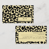 ヒョウ斑点ブラックおよび金ゴールドアニマルプリントパターン 名刺 (正面/裏面)