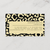 ヒョウ斑点ブラックおよび金ゴールドアニマルプリントパターン 名刺 (裏面)