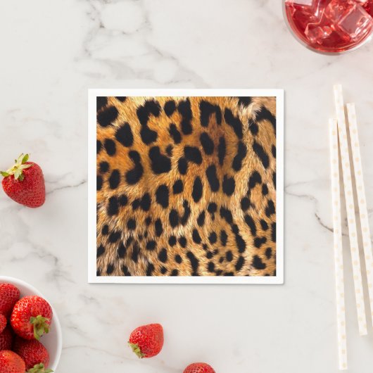 ヒョウ斑点ブラックブラウンワイルドアニマルファインアート スタンダードカクテルナプキン (インサイチュ)